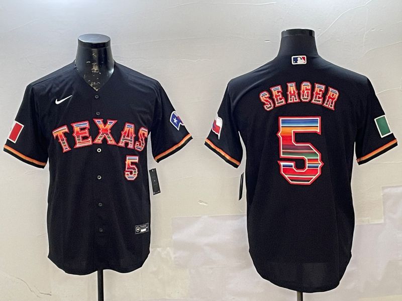 Men Texas Rangers #5 Seager Black Fashion Game 2025 Nike MLB Jersey style 1->texas rangers->MLB Jersey